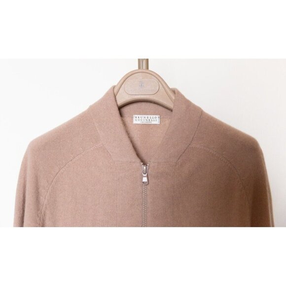 Brunello Cucinelli 100% Cashmere Cardigan Top Brown Soft Size M - Picture 3 of 5